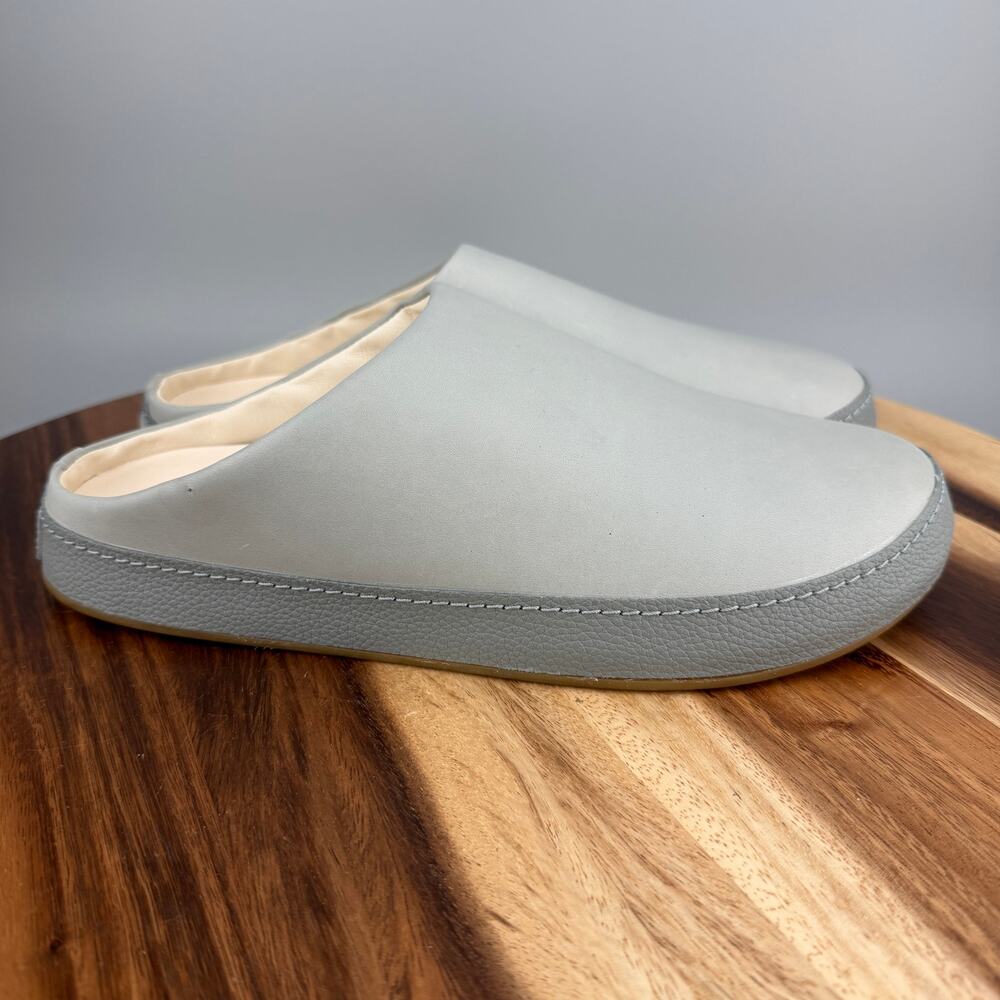 Olukai Hamani Leather Slip On Mules Slippers Men's 10 Smoke/Storm Gray Shoes